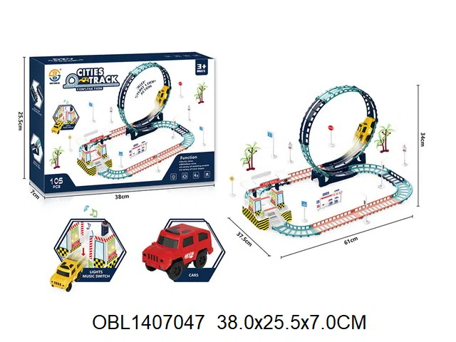 电动轨道车套装 带灯光音乐 3粒AA无包电_OBL1407047