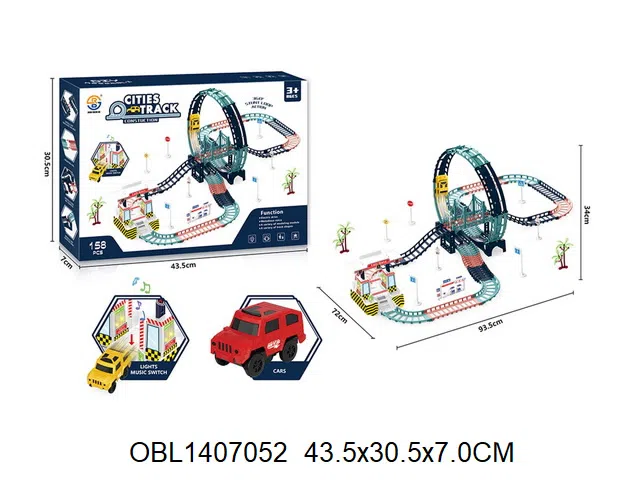电动轨道车套装 带灯光音乐 3粒AA无包电_OBL1407052