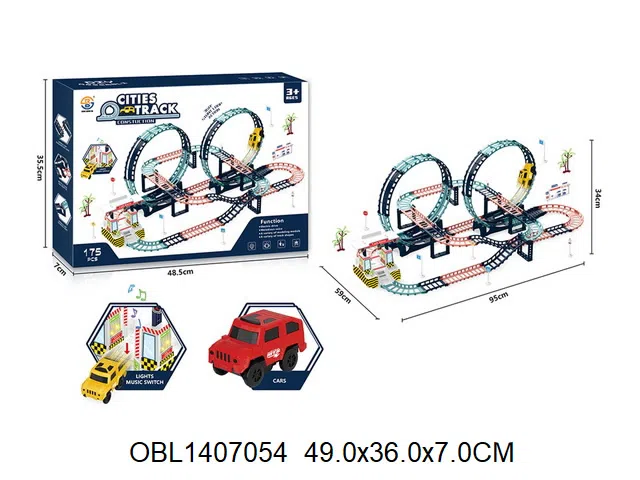 电动轨道车套装 带灯光音乐 3粒AA无包电_OBL1407054
