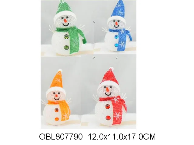 圣诞雪人带灯光 LED灯 包电 4色混装_OBL807790
