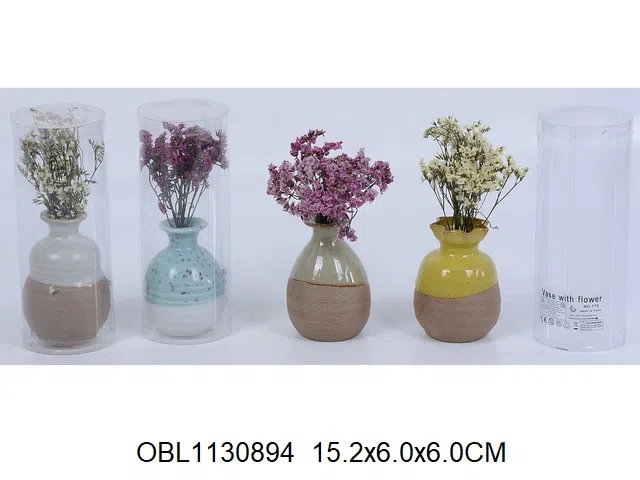陶瓷花瓶配干花 多款混装_OBL1130894