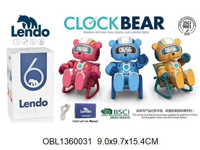 合金机械闹钟熊带灯光声音配USB线 合金座椅 感应唤醒 触摸感应 3.7V包电 3色混装_OBL1360031