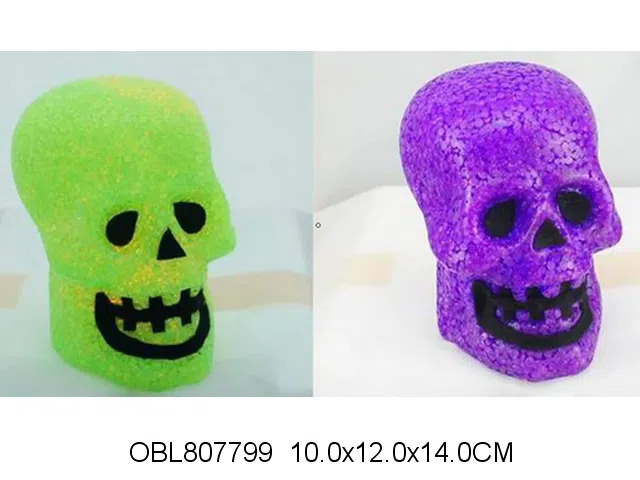 万圣节骷颅头带灯光 LED灯 包电 2色混装_OBL807799