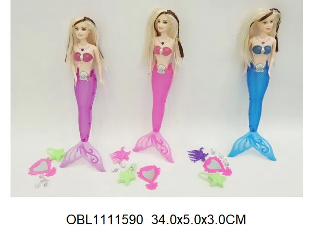 11寸实身美人鱼芭芘带灯光 包电 3色混装_OBL1111590