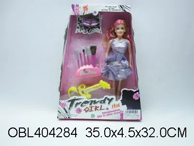 11.5寸实身时尚芭芘配饰品 吉他 衣服2款2色混装_OBL404284