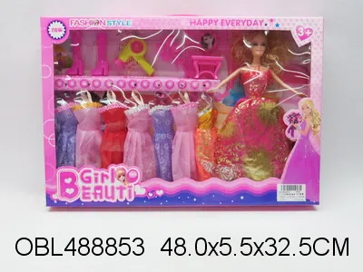 11.5寸实身芭芘套装 衣服1款3色混装_OBL488853