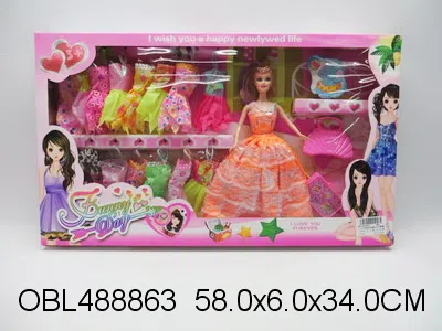 11.5寸实身芭芘套装 衣服1款3色混装_OBL488863