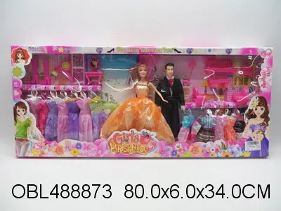 11.5寸夫妻芭芘套装 男空身 女实身 衣服1款3色混装_OBL488873