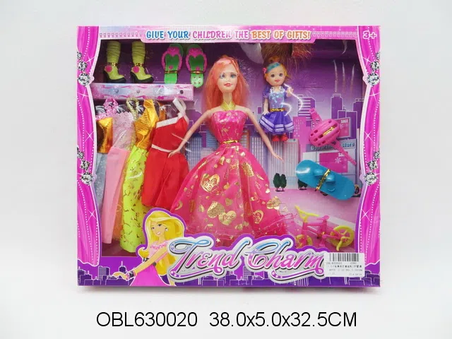 11.5寸实身芭芘套装配3.5寸实身芭芘 主体衣服多款多色混装_OBL630020