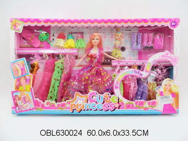 11.5寸实身芭芘套装配3.5寸实身芭芘 主体衣服多款多色混装_OBL630024