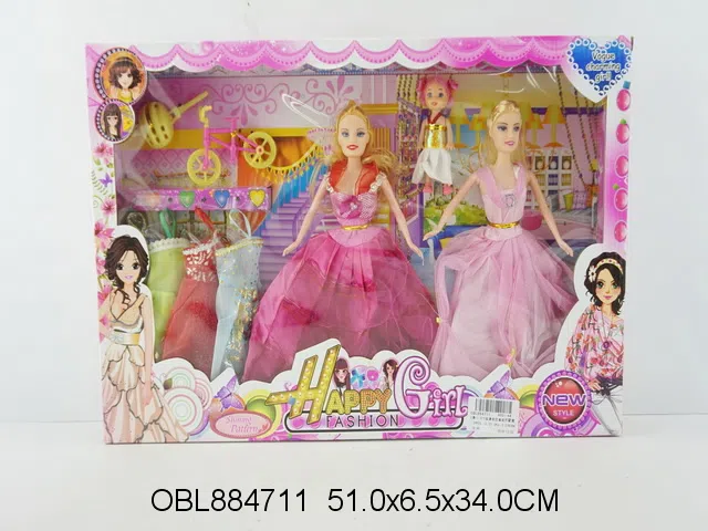 2身11.5寸实身芭芘套装配3.5寸实身芭芘 主体衣服1款多色混装_OBL884711