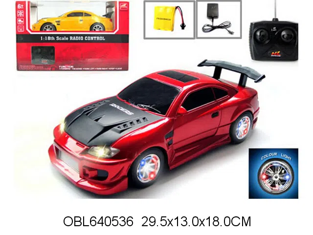 1:18四通遥控车带灯光配充电器 车身包电 遥控器无包电 红 黄 蓝3色混装 27频率_OBL640536