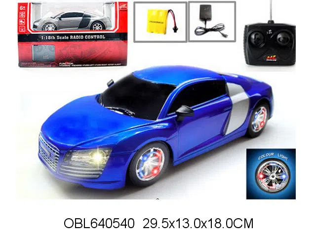 1:18四通遥控车带灯光配充电器 车身包电 遥控器无包电 红 银 蓝3色混装 27频率_OBL640540