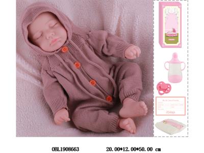 19寸搪胶高仿真重生公仔套装带手工绘发 磁性奶嘴 主体衣服1款1色_OBL1908663