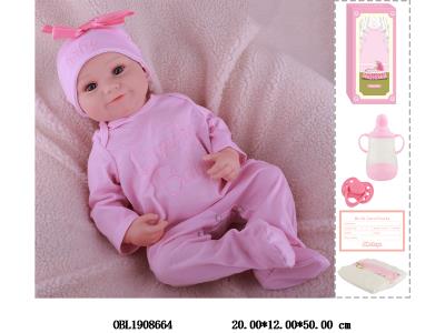 19寸搪胶高仿真重生公仔套装带手工绘发 磁性奶嘴 主体衣服1款1色_OBL1908664