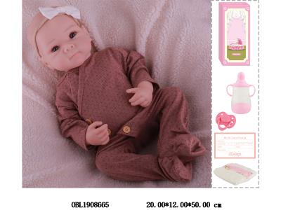 19寸搪胶高仿真重生公仔套装带手工绘发 磁性奶嘴 主体衣服1款1色_OBL1908665