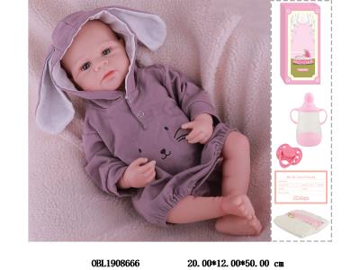 19寸搪胶高仿真重生公仔套装带手工绘发 磁性奶嘴 主体衣服1款1色_OBL1908666