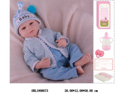 19寸搪胶高仿真重生公仔套装带手工绘发 磁性奶嘴 主体衣服1款1色_OBL1908673