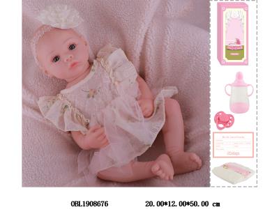 19寸搪胶高仿真重生公仔套装带手工绘发 磁性奶嘴 主体衣服1款1色_OBL1908676